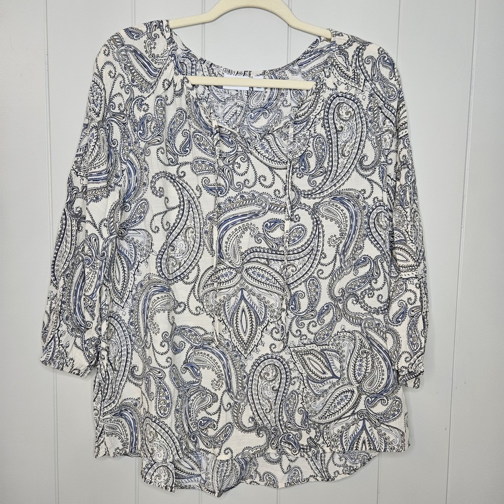 Kim Rogers Blouse Size Small Women's Pasley 3/4 Sleeve